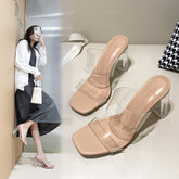 Tacones transparentes de media caña con cristales estilo hada para mujer